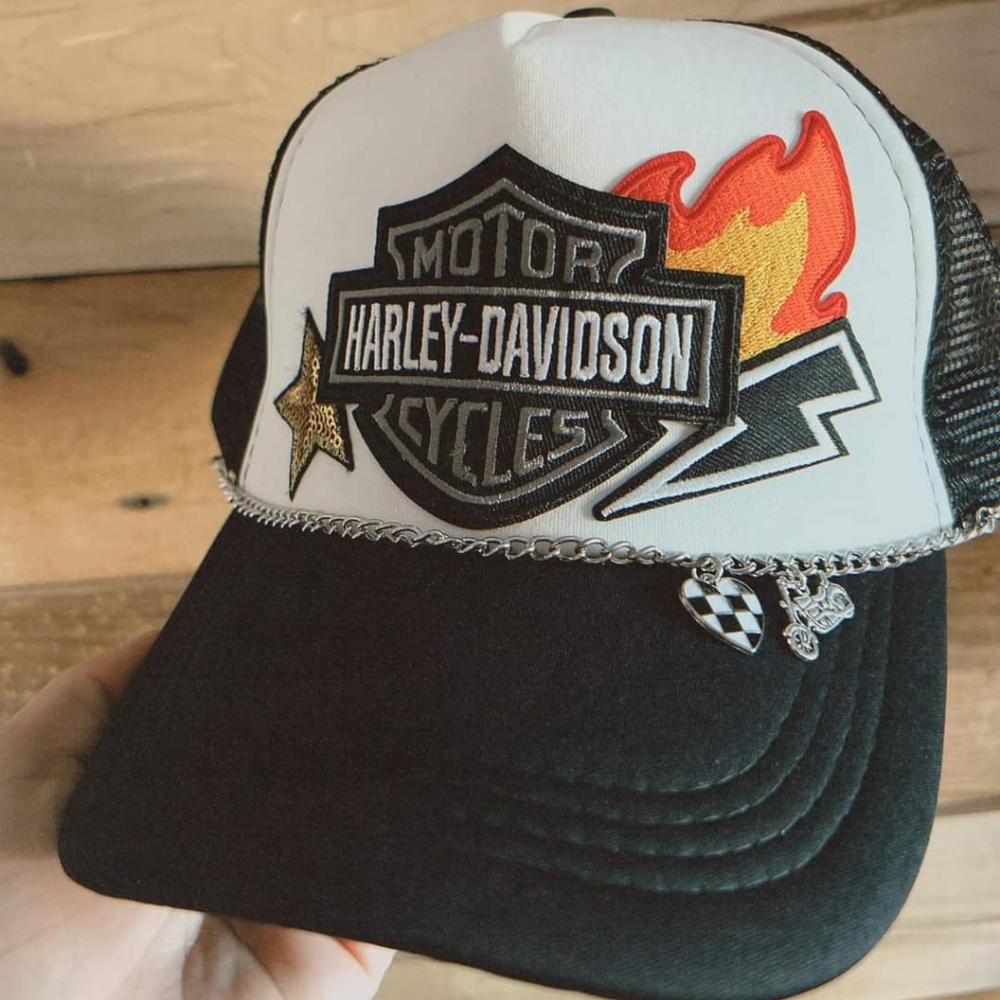 Trucker style harley patch hat